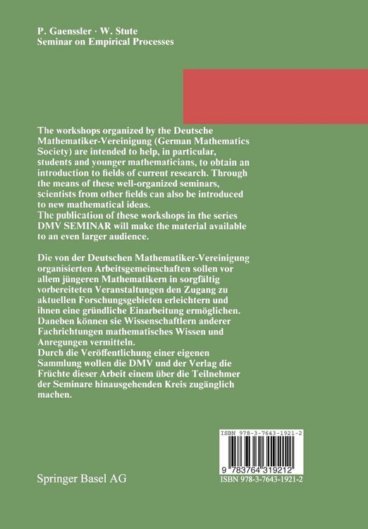 Produktbild: Seminar on Empirical Processes