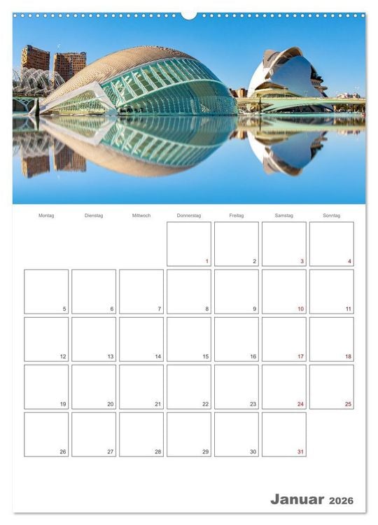 Produktbild: Valencia - Reiseplaner (Wandkalender 2026 DIN A2 hoch), CALVENDO Monatskalender