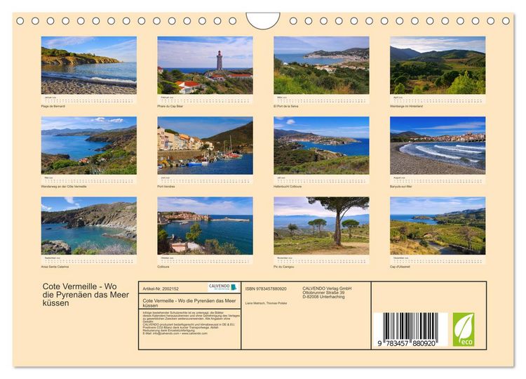 Produktbild: Cote Vermeille - Wo die Pyren&auml;en das Meer k&uuml;ssen (Wandkalender 2026 DIN A4 quer), CALVENDO Monatskalender