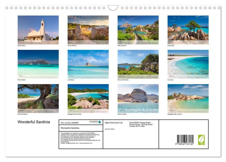 Produktbild: Wonderful Sardinia (Wall Calendar 2026 DIN A3 landscape), CALVENDO 12 Month Wall Calendar
