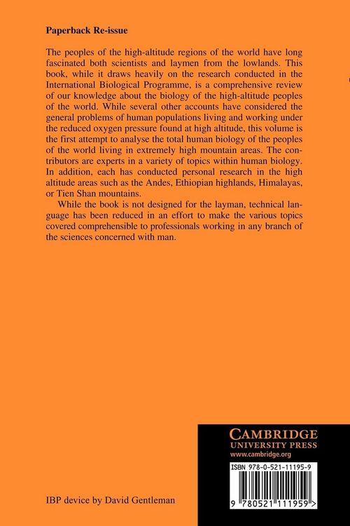Produktbild: The Biology of High-Altitude Peoples