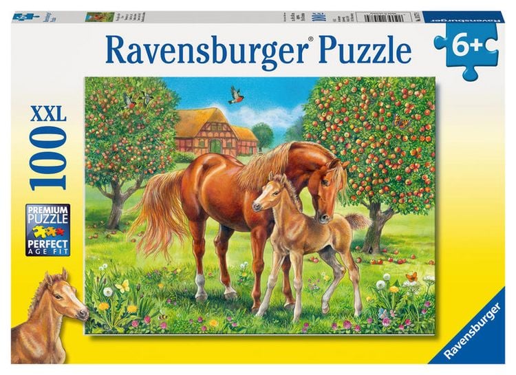 Produktbild: Puzzle Ravensburger Pferdeglück auf der Wiese 100 Teile XXL