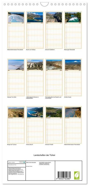 Produktbild: Familienplaner 2027 - Landschaften der T&uuml;rkei mit 5 Spalten (Wandkalender, 21 x 45 cm) CALVENDO