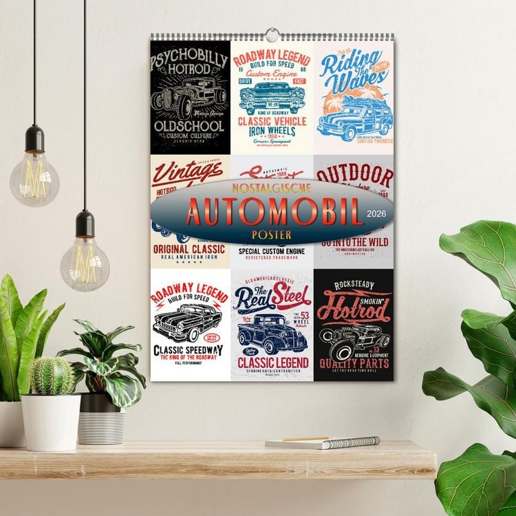 Produktbild: Automobile - nostalgische Poster (Wandkalender 2026 DIN A2 hoch), CALVENDO Monatskalender