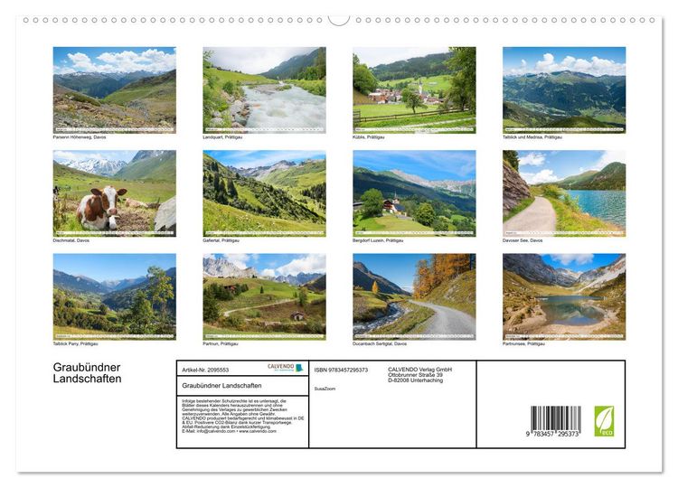 Produktbild: Graub&uuml;ndner Landschaften (hochwertiger Premium Wandkalender 2026 DIN A2 quer), Kunstdruck in Hochglanz