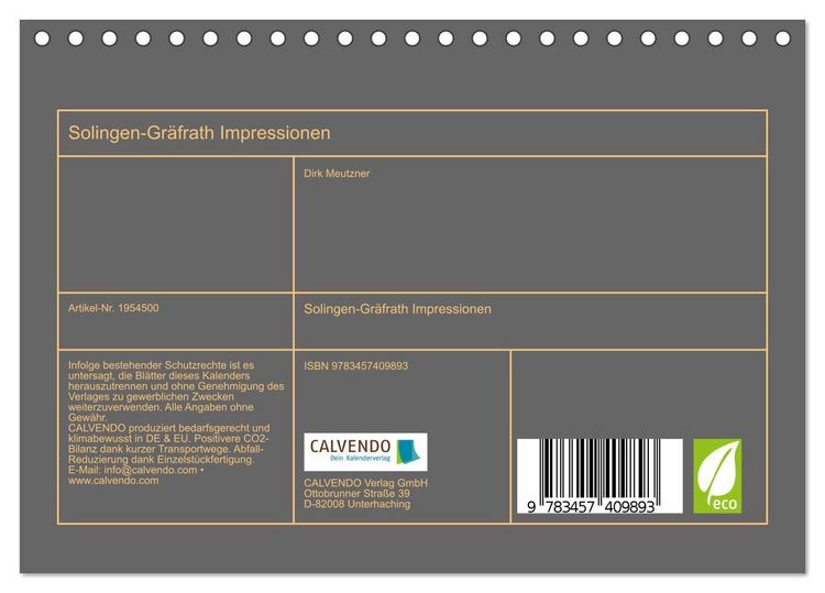 Produktbild: Solingen-Gr&auml;frath Impressionen (Tischkalender 2026 DIN A5 quer), CALVENDO Monatskalender