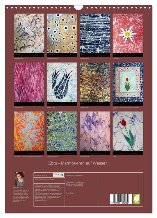 Produktbild: Ebru - Marmorieren auf Wasser (Wandkalender 2026 DIN A3 hoch), CALVENDO Monatskalender