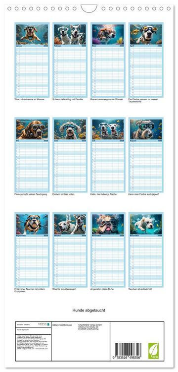 Produktbild: Familienplaner 2026 - Hunde abgetaucht mit 5 Spalten (Wandkalender, 21 x 45 cm) CALVENDO