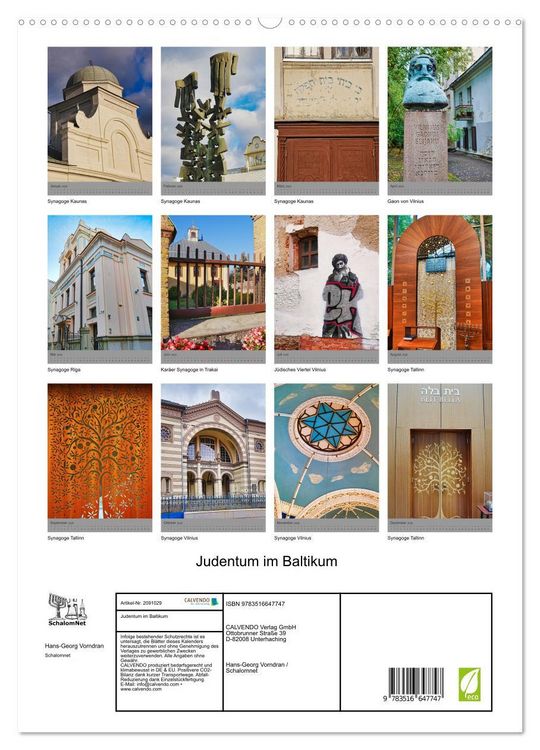 Produktbild: Judentum im Baltikum (hochwertiger Premium Wandkalender 2026 DIN A2 hoch), Kunstdruck in Hochglanz