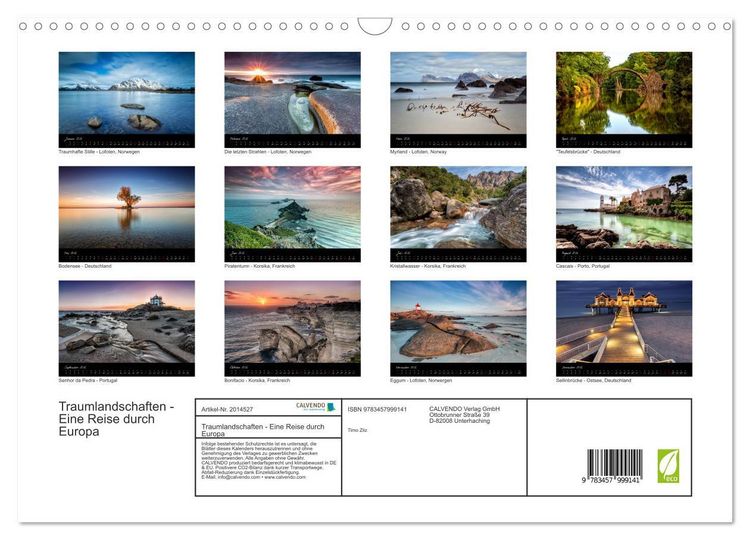 Produktbild: Traumlandschaften - Eine Reise durch Europa (Wandkalender 2026 DIN A3 quer), CALVENDO Monatskalender