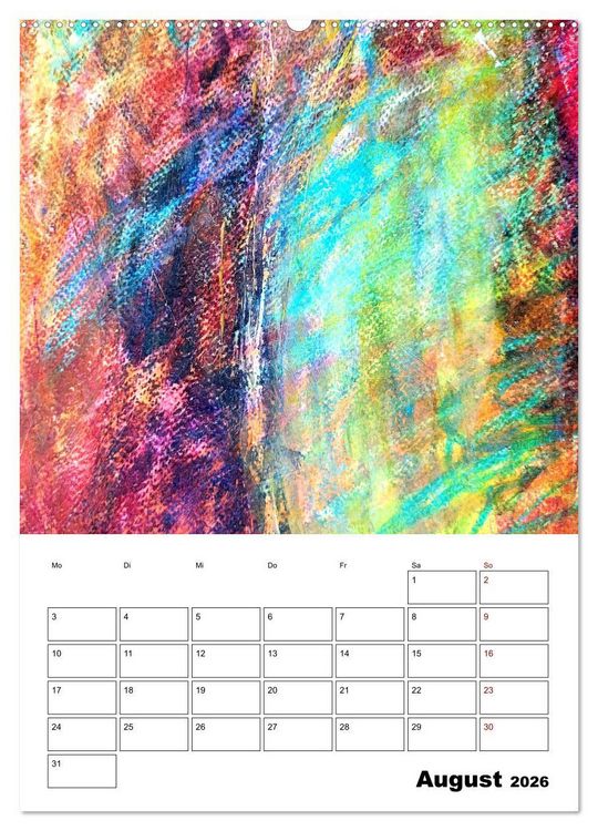 Produktbild: Ungeb&auml;ndigt frei - Abstrakte Malerei - dynamische Linien in leuchtenden Farbr&auml;umen (Wandkalender 2026 DIN A2 hoch), CALVENDO Monatskalender