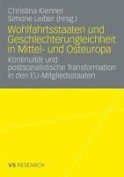 Produktbild: Wohlfahrtsstaaten und Geschlechterungleichheit in Mittel- und Osteuropa