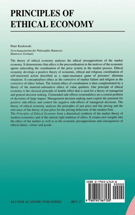 Produktbild: Principles of Ethical Economy