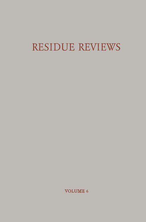 Produktbild: Residue Reviews / R&uuml;ckstands-Berichte