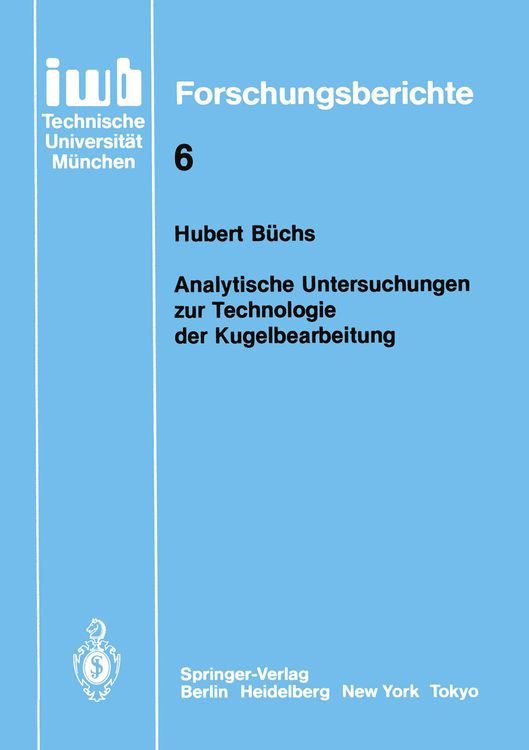 Produktbild: Analytische Untersuchungen zur Technologie der Kugelbearbeitung
