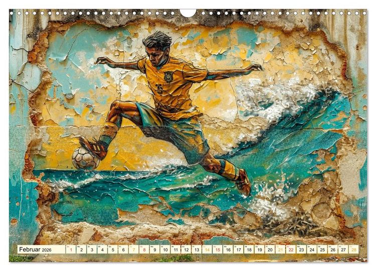 Produktbild: Fu&szlig;ball Graffiti - sportliche Kunst (Wandkalender 2026 DIN A3 quer), CALVENDO Monatskalender