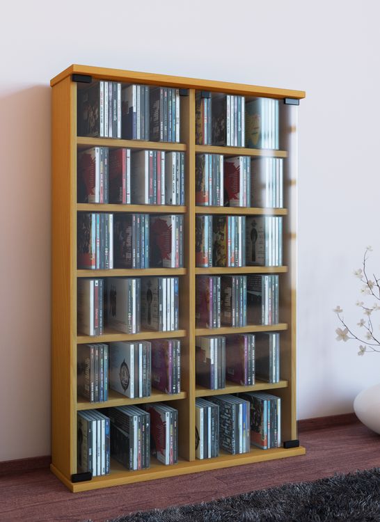 Produktbild: Holz CD DVD Stand Regal Schrank Roma Glast&uuml;r