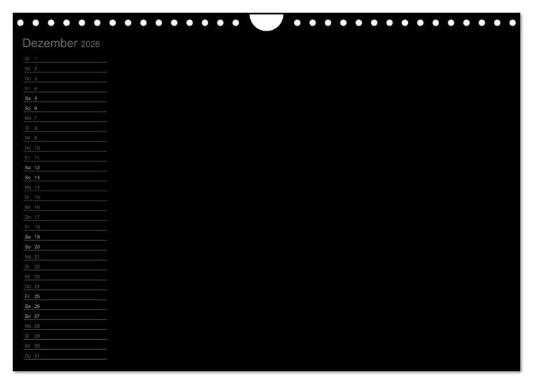 Produktbild: Bastel-Geburtstagskalender schwarz / Geburtstagskalender (Wandkalender 2026 DIN A4 quer), CALVENDO Monatskalender