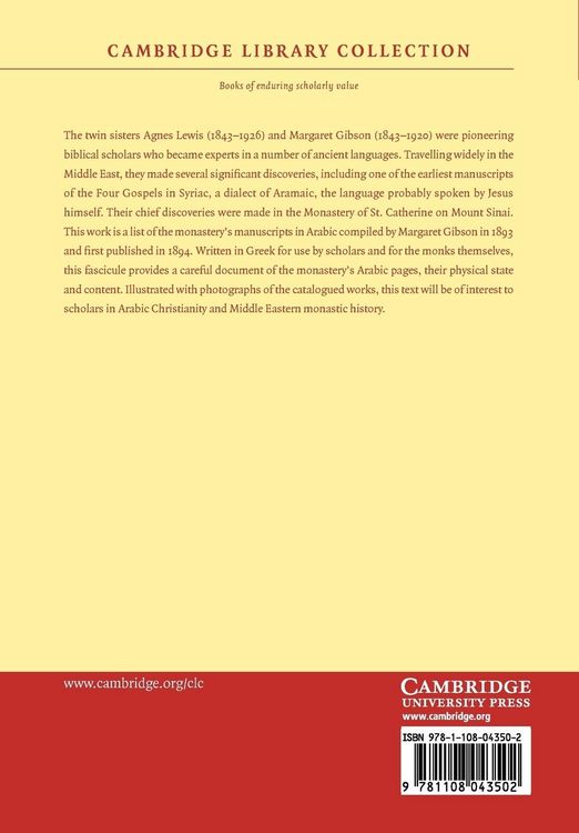 Produktbild: Catalogue of the Arabic MSS. in the Convent of S. Catharine on Mount Sinai