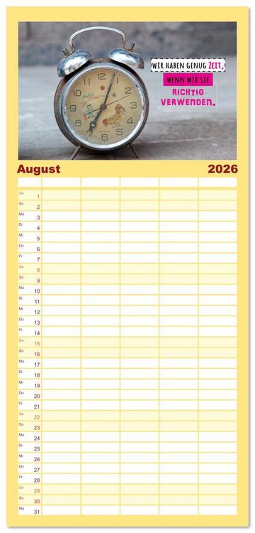 Produktbild: Familienplaner 2026 - Enjoy your life - Genie&szlig;e das Leben mit 5 Spalten (Wandkalender, 21 x 45 cm) CALVENDO