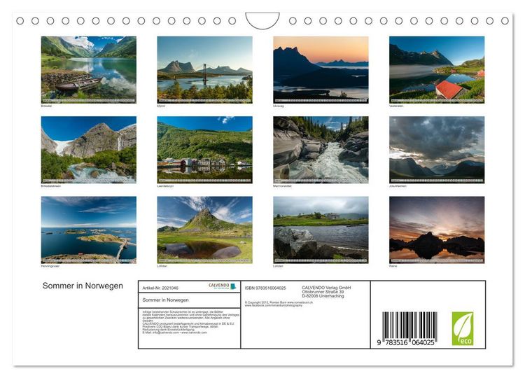 Produktbild: Sommer in Norwegen (Wandkalender 2026 DIN A4 quer), CALVENDO Monatskalender