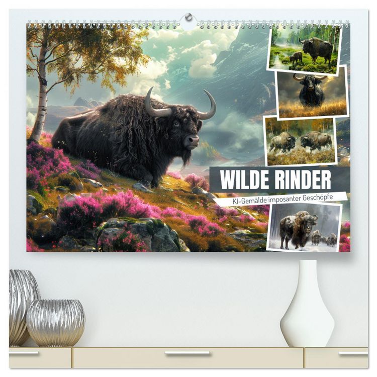 Produktbild: Wilde Rinder (hochwertiger Premium Wandkalender 2026 DIN A2 quer), Kunstdruck in Hochglanz