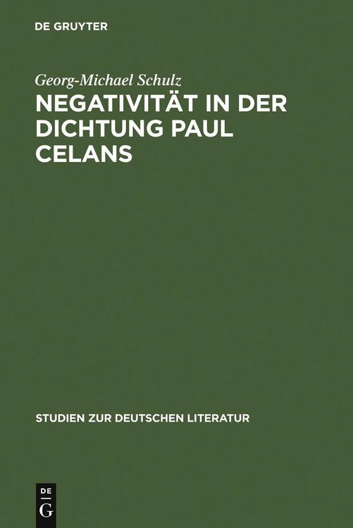 Produktbild: Negativit&auml;t in der Dichtung Paul Celans