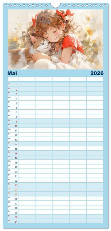 Produktbild: Familienplaner 2026 - Der M&auml;dchen-Kalender mit 5 Spalten (Wandkalender, 21 x 45 cm) CALVENDO