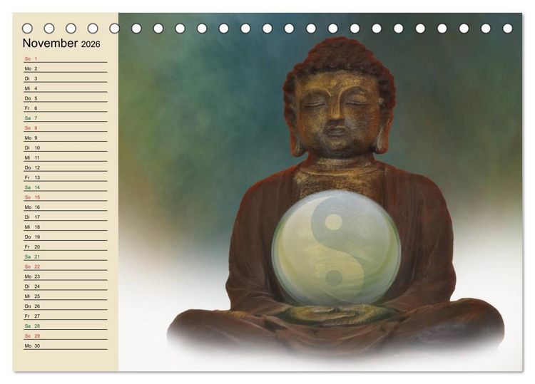 Produktbild: Buddha und Yin Yang (Tischkalender 2026 DIN A5 quer), CALVENDO Monatskalender