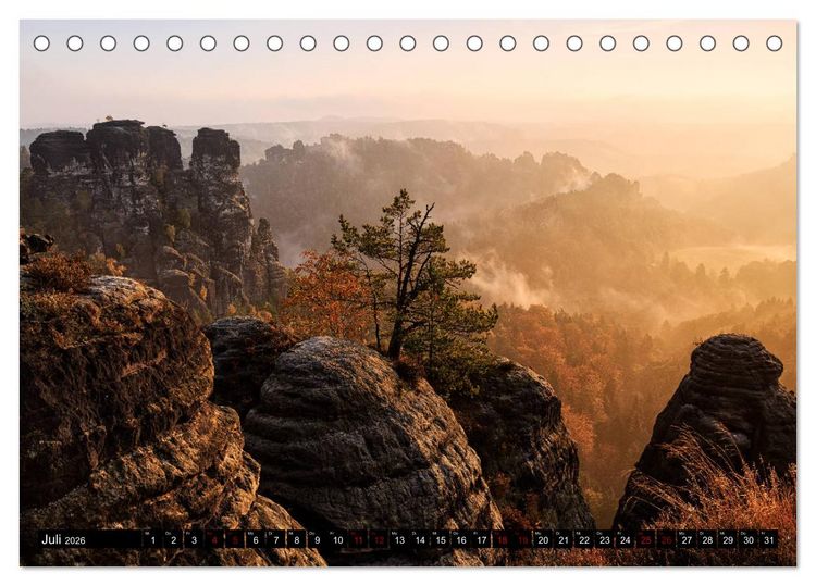 Produktbild: Elbsandsteingebirge: Unterwegs in der S&auml;chsischen und B&ouml;hmischen Schweiz (Tischkalender 2026 DIN A5 quer), CALVENDO Monatskalender