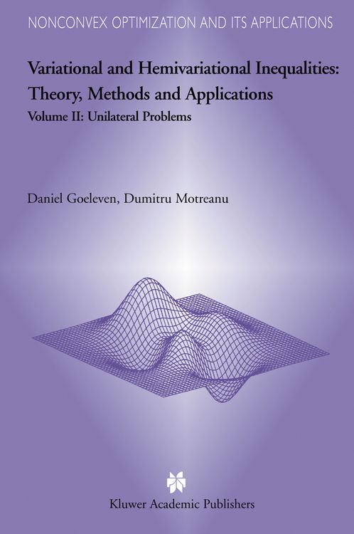 Produktbild: Variational and Hemivariational Inequalities - Theory, Methods and Applications