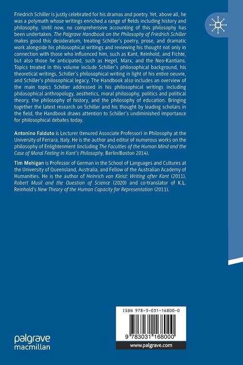 Produktbild: The Palgrave Handbook on the Philosophy of Friedrich Schiller