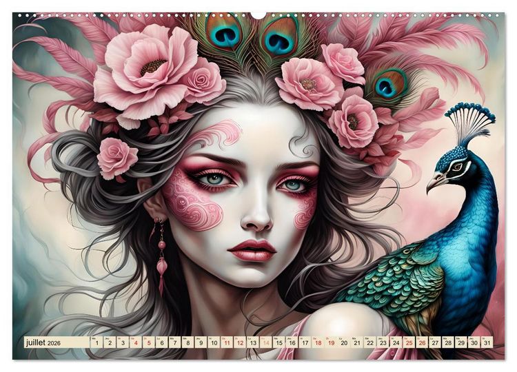 Produktbild: Les murmures des paons (Calendrier mural 2026 DIN A2 vertical), CALVENDO calendrier mensuel