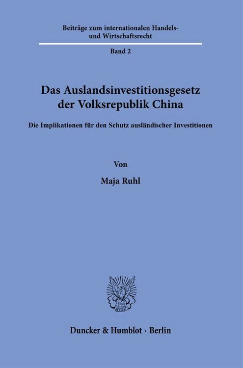 Produktbild: Das Auslandsinvestitionsgesetz der Volksrepublik China