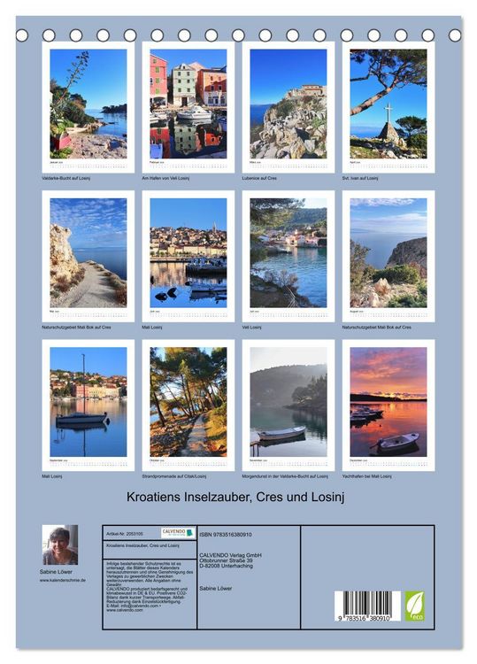Produktbild: Kroatiens Inselzauber, Cres und Losinj (Tischkalender 2026 DIN A5 hoch), CALVENDO Monatskalender