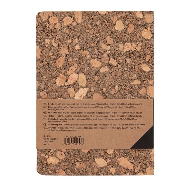 Produktbild: Idena Notizbuch Kork 80g/m&sup2; blanko braun 14x20cm