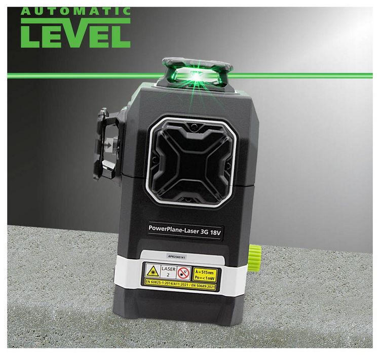 Produktbild: Laserliner PowerPlane-Laser 3G Multi-18V Dreidimensionaler Laser gr&uuml;ner Laser, inkl. Box, ohne Akku, selbstnivellierend Reichweite (max.): 60 m