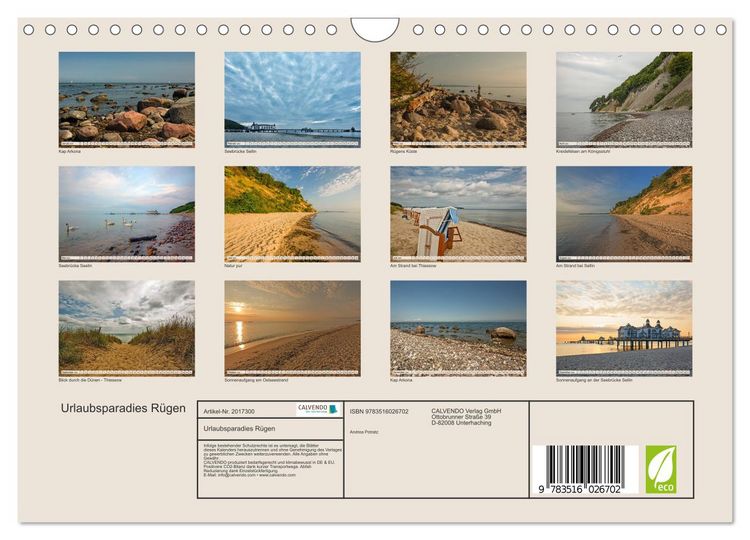 Produktbild: Urlaubsparadies R&uuml;gen (Wandkalender 2026 DIN A4 quer), CALVENDO Monatskalender