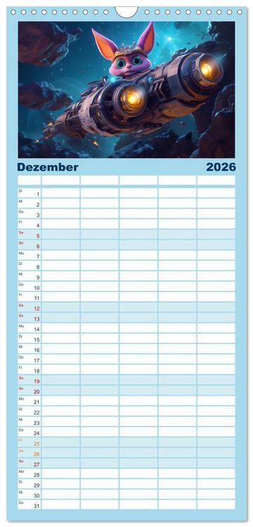 Produktbild: Familienplaner 2026 - Spannendes Weltraumabenteuer mit 5 Spalten (Wandkalender, 21 x 45 cm) CALVENDO