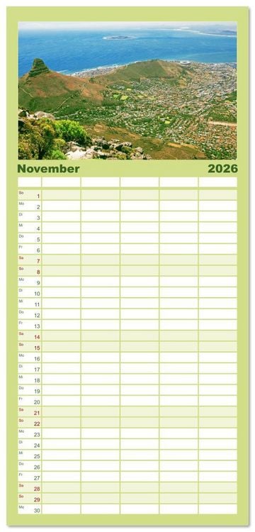 Produktbild: Familienplaner 2026 - Kapstadt: Leben unterm Tafelberg mit 5 Spalten (Wandkalender, 21 x 45 cm) CALVENDO