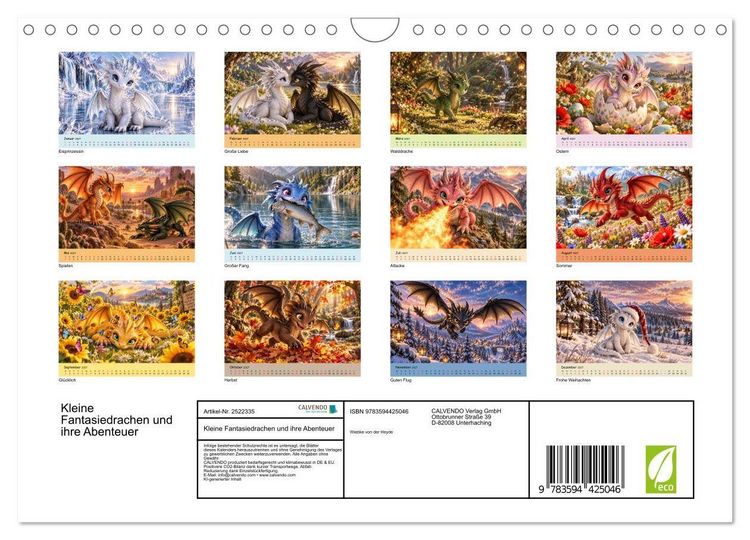 Produktbild: Kleine Fantasiedrachen und ihre Abenteuer (Wandkalender 2027 DIN A4 quer), CALVENDO Monatskalender