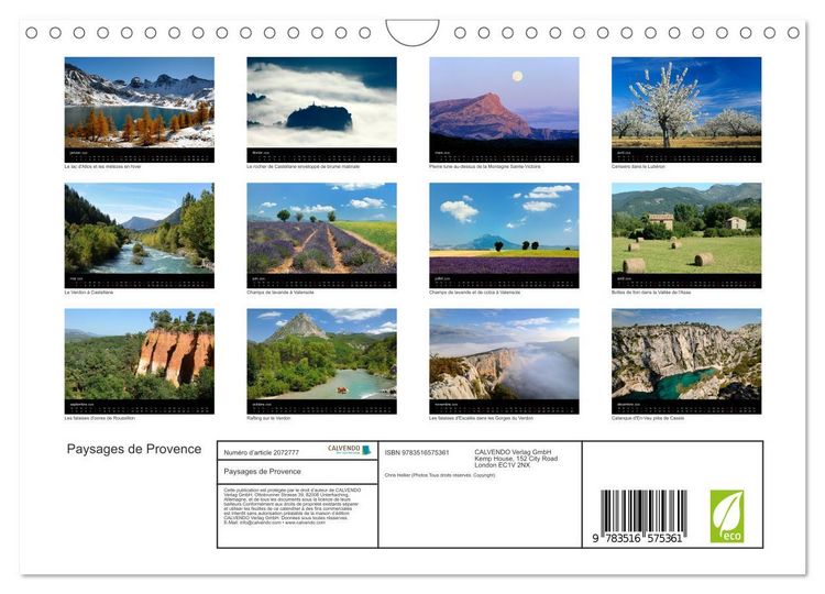 Produktbild: Paysages de Provence (Calendrier mural 2026 DIN A4 vertical), CALVENDO calendrier mensuel