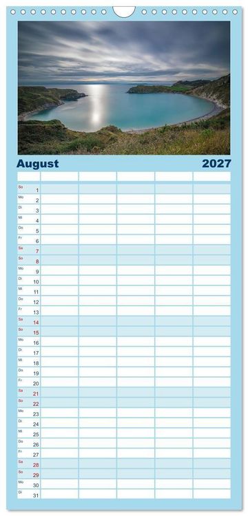Produktbild: Familienplaner 2027 - Rundreise: Dorset in sieben Tagen mit 5 Spalten (Wandkalender, 21 x 45 cm) CALVENDO