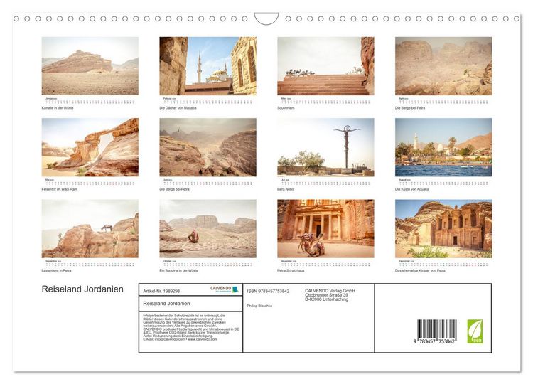 Produktbild: Reiseland Jordanien (Wandkalender 2026 DIN A3 quer), CALVENDO Monatskalender