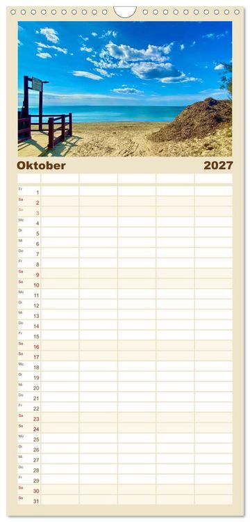 Produktbild: Familienplaner 2027 - Toskana - Etruskische K&uuml;ste mit 5 Spalten (Wandkalender, 21 x 45 cm) CALVENDO
