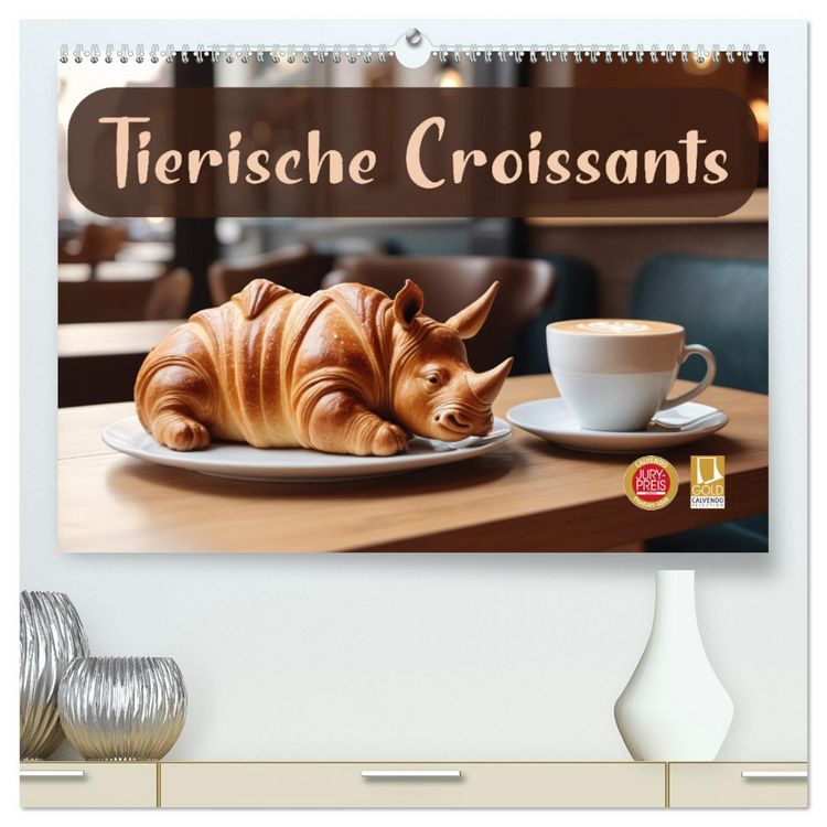 Produktbild: Tierische Croissants (hochwertiger Premium Wandkalender 2026 DIN A2 quer), Kunstdruck in Hochglanz