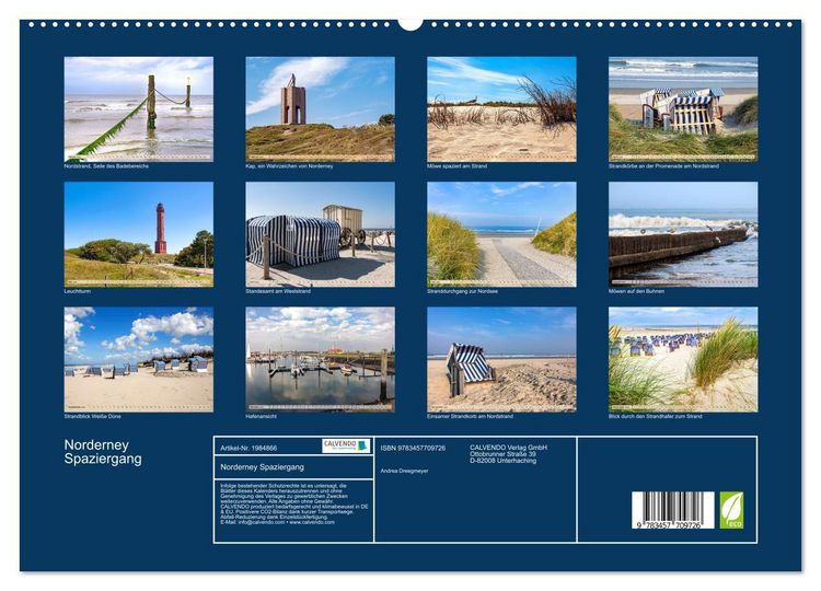 Produktbild: Norderney Spaziergang (hochwertiger Premium Wandkalender 2026 DIN A2 quer), Kunstdruck in Hochglanz