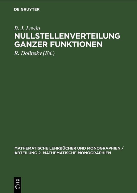 Produktbild: Nullstellenverteilung ganzer Funktionen