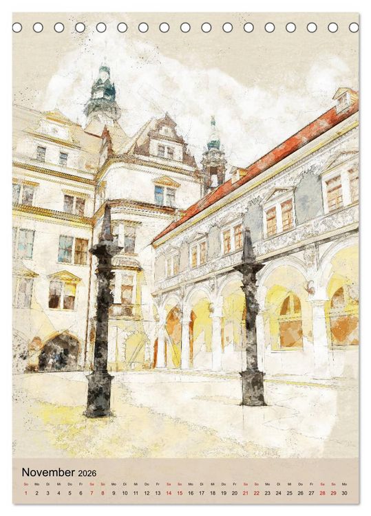 Produktbild: Dresden wie gemalt (Tischkalender 2026 DIN A5 hoch), CALVENDO Monatskalender