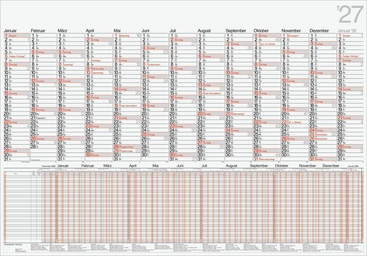 Produktbild: rido/id&eacute; 7033710007 Plakatkalender Mod. Kombi 2027 980&times;685 mm